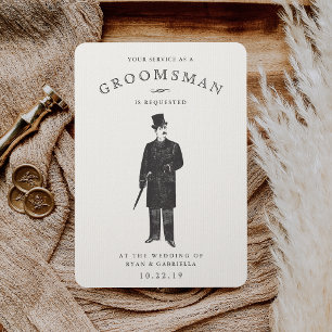 Gent vintage   Carte de demande Groomsman