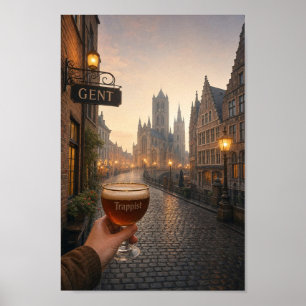 Genter Bierwanderung bei Morgengrauen entlang der Poster