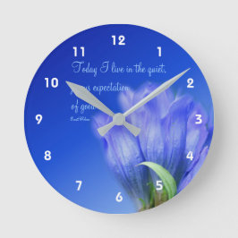 Gentian Flower Life Attitude Inspirational Quote Runde Wanduhr