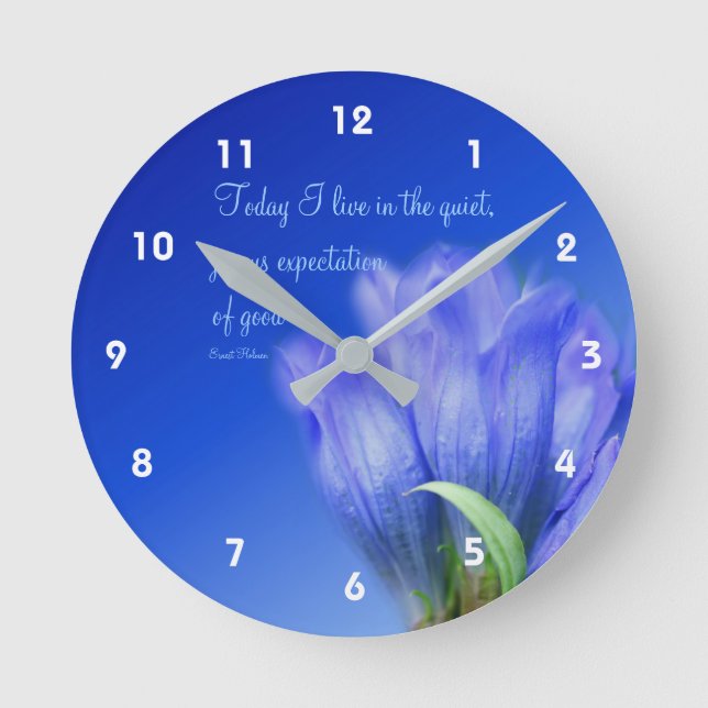 Gentian Flower Life Attitude Inspirational Quote Runde Wanduhr (Vorderseite)