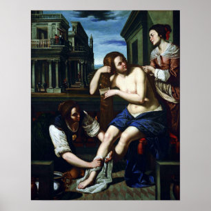 Gentileschi - Bathseba bei ihrem Bad 1638 Poster