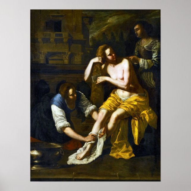 Gentileschi - Bathsheba im Bad 1638 Poster (Vorne)
