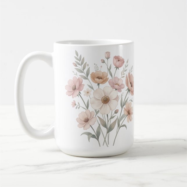 Gentle Anemone Bouquet Watercolor Softness Kaffeetasse (Links)