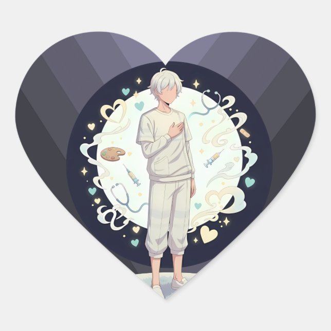 Gentle Anime Doctor Art Herz-Aufkleber (Vorderseite)