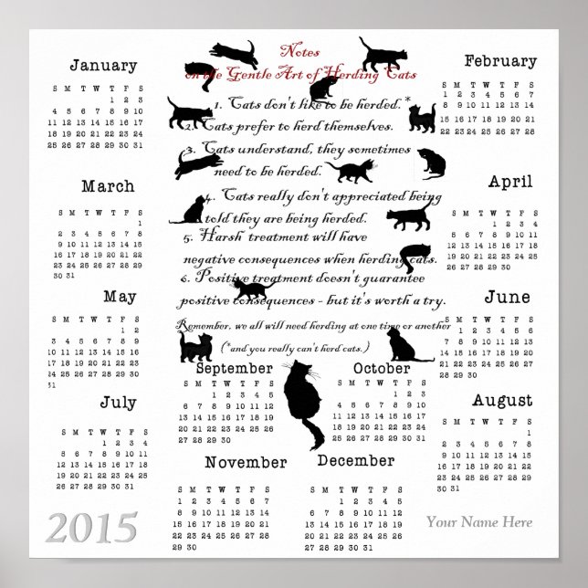 Gentle Art of Herding Cats...2015 Kalender Poster (Vorne)