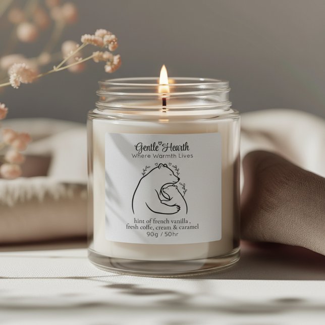 Gentle Bear Hug Custom Candle Label Sticker (Von Creator hochgeladen)