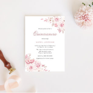 Gentle Blush Elegante Blume Quinceanera Party Einladung