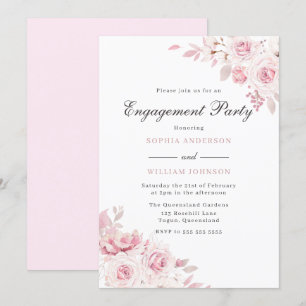 Gentle Blush Elegante Watercolor Engagement Party Einladung