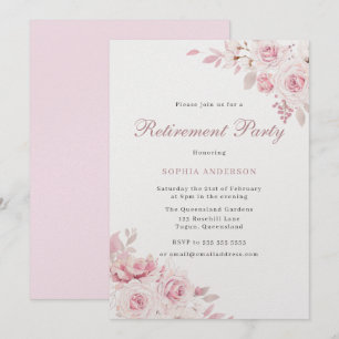Gentle Blush Elegantes Blume Altersvorsorge-Party Einladung