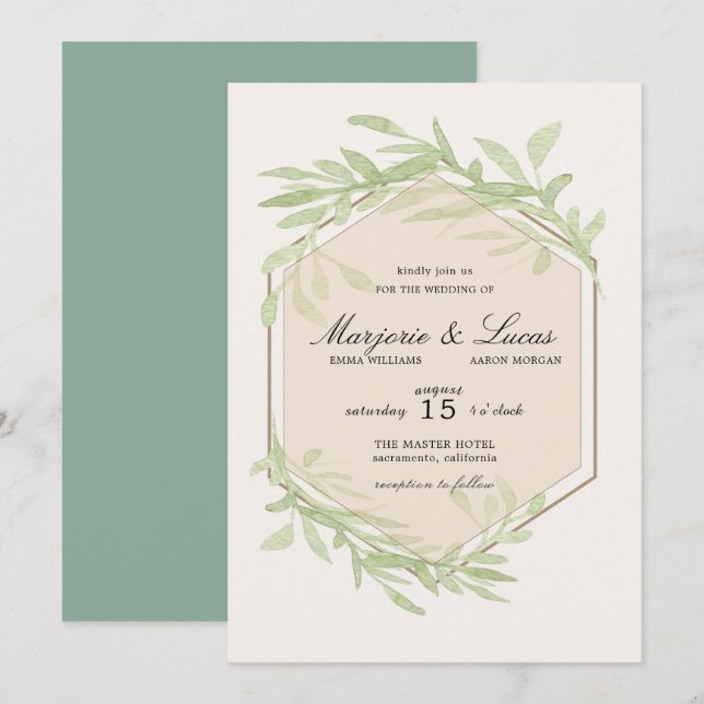 Gentle Botanics Wedding Einladung (Vorne/Hinten)