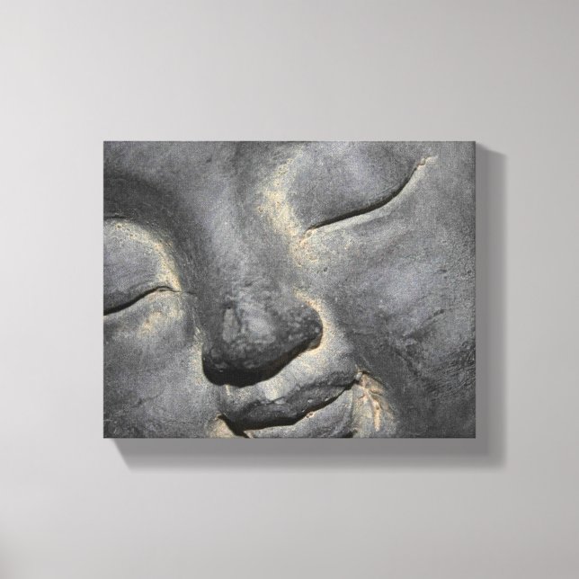Gentle Buddha Face Stone Skulptur Leinwanddruck (Vorderseite)