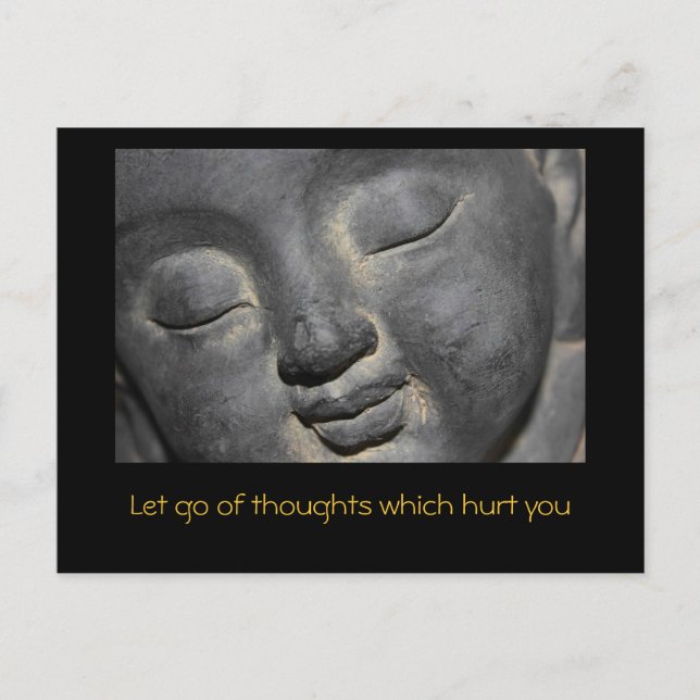 Gentle Buddha Face Stone Skulptur Postkarte (Vorderseite)