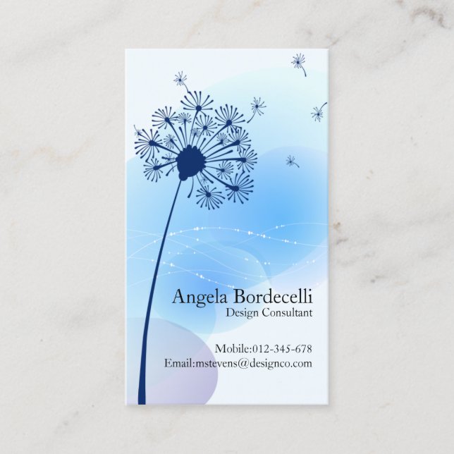 Gentle Dandelion Blume Floral Nature Visitenkarte (Vorderseite)