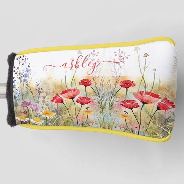 Gentle Elegant Wildblumen Individuelle Name Golf Headcover (Vorderseite)
