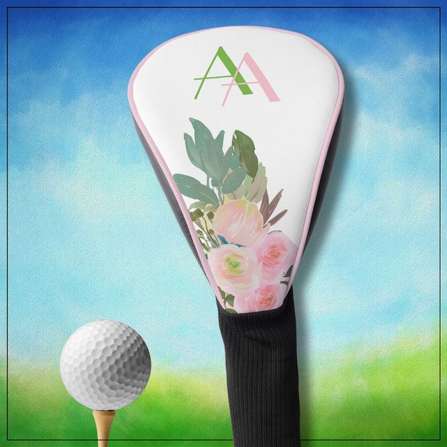 Gentle Elegante Rosa Blume Custom Monogram Golf Headcover (Von Creator hochgeladen)