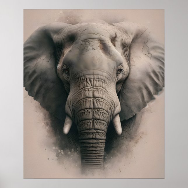 Gentle Elephant Gaze Poster (Vorne)