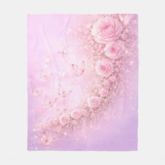 Gentle Floral Pattern – Soft Pink Roses with Soft  Fleecedecke