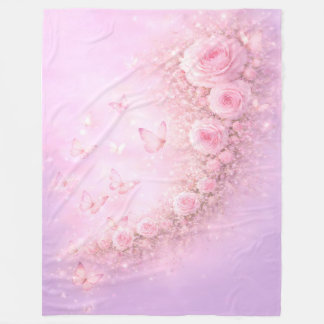 Gentle Floral Pattern – Soft Pink Roses with Soft  Fleecedecke