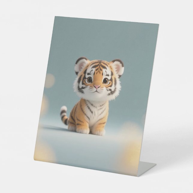 Gentle Gaze of a Baby Tiger Sockelschild (Vorderseite)