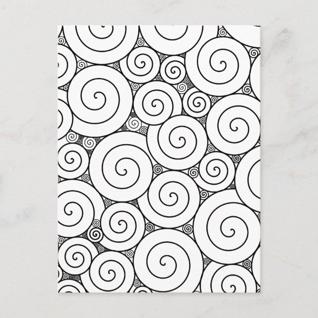 Gentle Geometric Black & White Spirals Postkarte (Vorderseite)