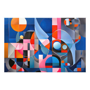 Gentle Geometry: Blau & Pink in Abstrakt Fotodruck