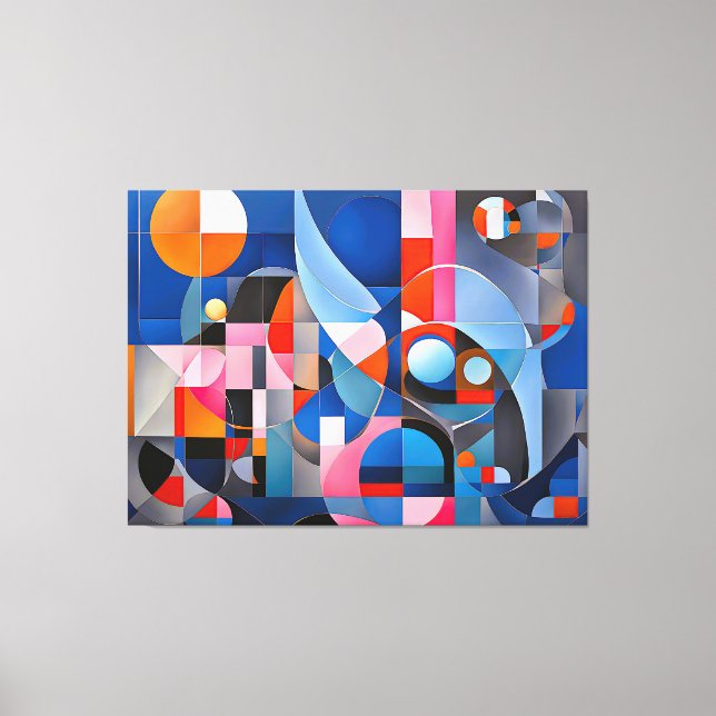 Gentle Geometry: Blau & Pink in Abstrakt Leinwanddruck (Vorderseite)