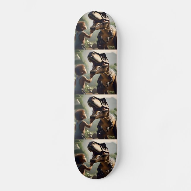 Gentle Giant: Der freundliche T-Rex, der einen Pat Skateboard (Vorderseite)