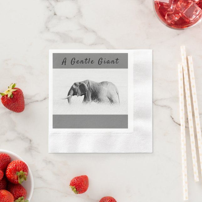 Gentle Giant Elephant Foto mit hoher Texttaste Serviette (Beispiel)
