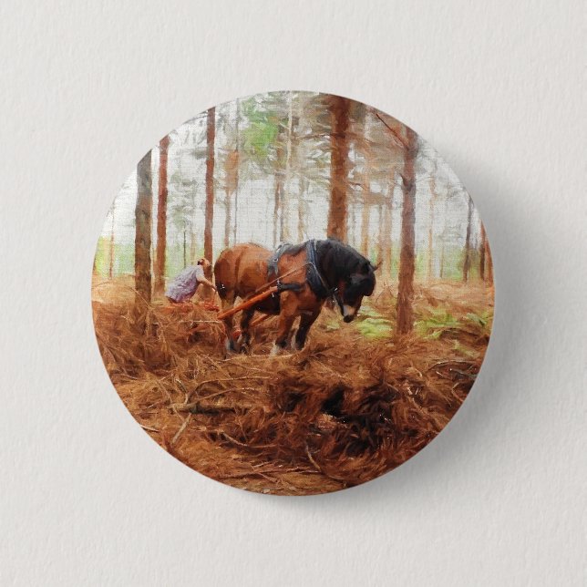 Gentle Giant - Entwurf von Hauling Logs für Pferde Button (Vorderseite)