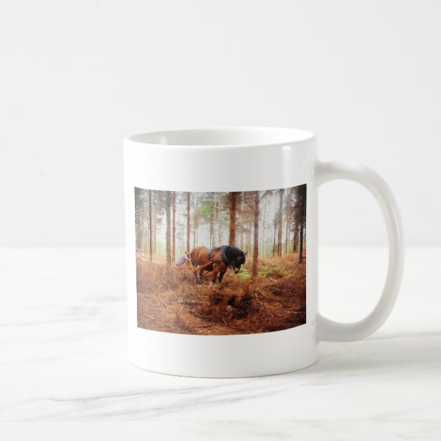 Gentle Giant - Entwurf von Hauling Logs für Pferde Kaffeetasse (Rechts)