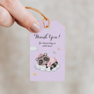 Gentle Girl Raccoon Lilac Baby Dusche Vielen Dank Geschenkanhänger