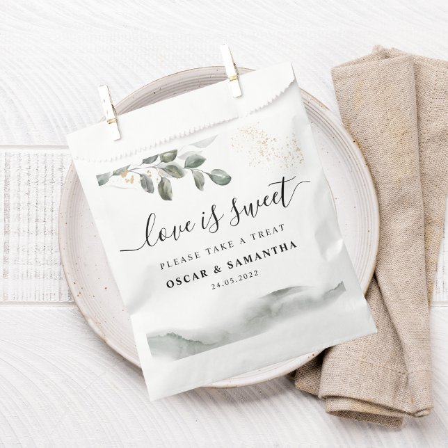 Gentle Greenery Watercolor Leaf | Goldstaub Geschenktütchen (Von Creator hochgeladen)