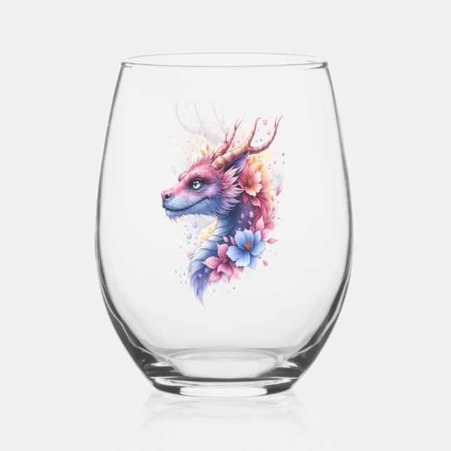 Gentle Guardian Dragon.  Weinglas Ohne Stiel (Vorderseite)
