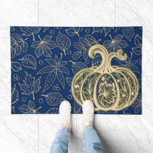 Gentle Harvest Pumpkin - Indigo Door Mat