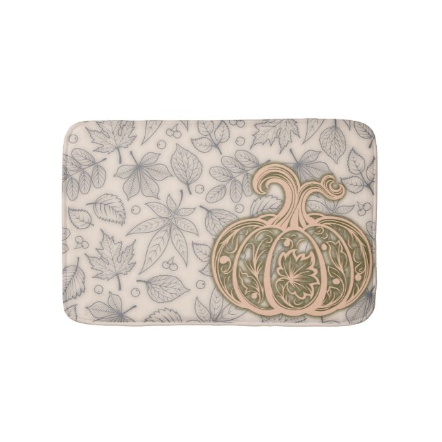 Gentle Harvest Pumpkin - Warm Peach Bath Mat Badematte (Vorderseite)