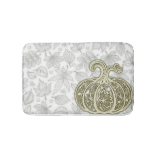 Gentle Harvest Pumpkin - White Bath Mat Badematte