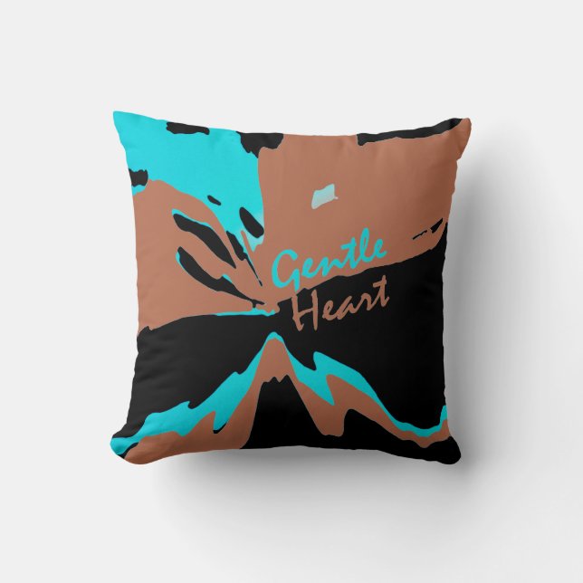 "Gentle Heart" Inspiration auf Aqua Rust Black Kissen (Vorderseite)