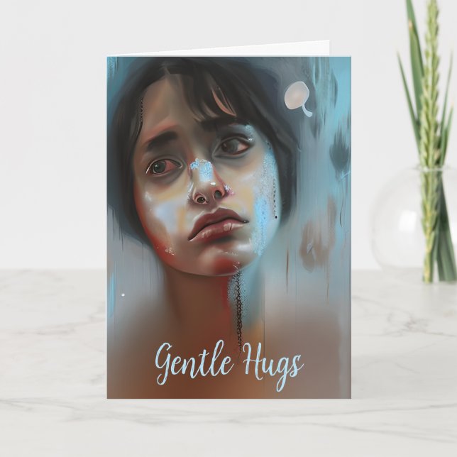 Gentle Hugs | Trauriges Gesicht, Unterstützung für Karte (Vorderseite)