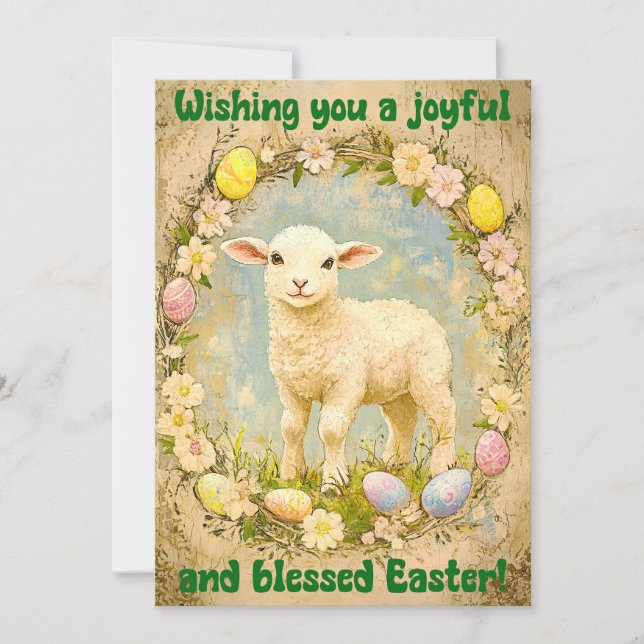Gentle Joy – Easter Lamb Wishes Karte (Vorderseite)