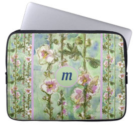 Gentle Mallow Light Pink Blume & Monogram Laptopschutzhülle