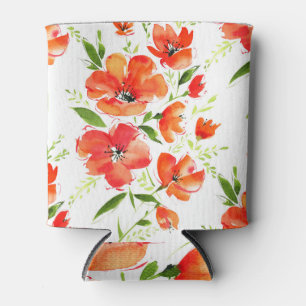 Gentle Orange Poppies Wasserfarben Muster Dosenkühler