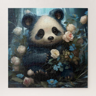 Gentle Panda Bear zwischen Dschungel-Rose
