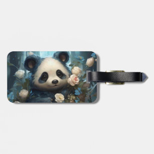 Gentle Panda Bear zwischen Dschungel-Rose Gepäckanhänger
