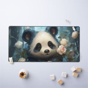 Gentle Panda Bear zwischen Dschungel-Rose Schreibtischunterlage