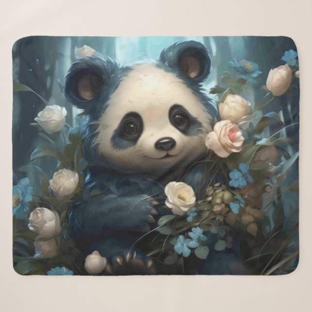 Gentle Panda Bear zwischen Dschungel-Rose Sherpadecke (Vorderseite (Horizontal))
