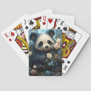 Gentle Panda Bear zwischen Dschungel-Rose Spielkarten