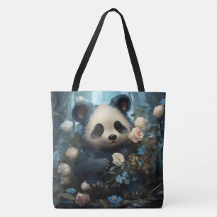 Gentle Panda Bear zwischen Dschungel-Rose Tasche