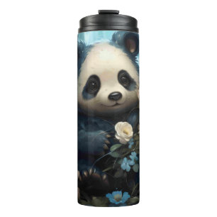 Gentle Panda Bear zwischen Dschungel-Rose Thermosbecher