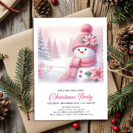 Gentle Pink Snowman Editable Christmas Invite  Einladung