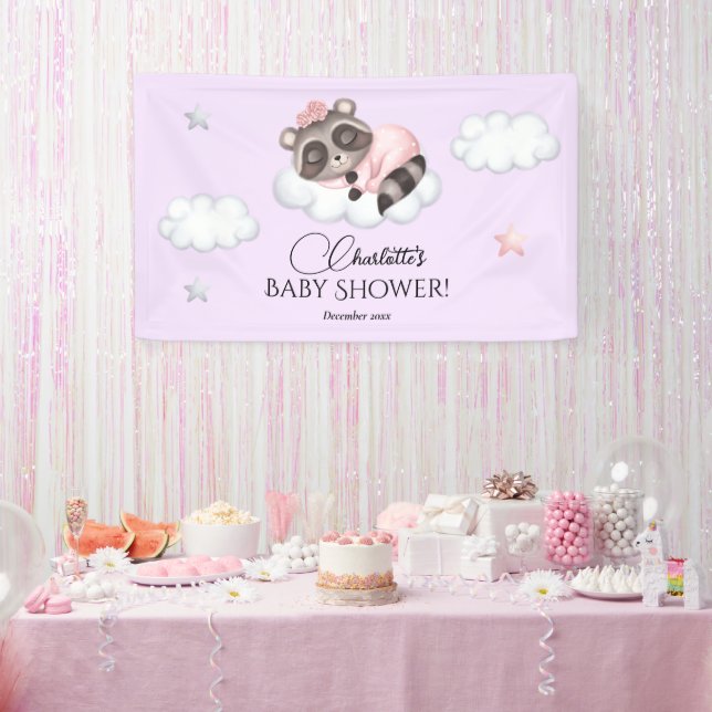 Gentle Raccoon Animal Girl Baby Dusche Willkommen Banner (Party)